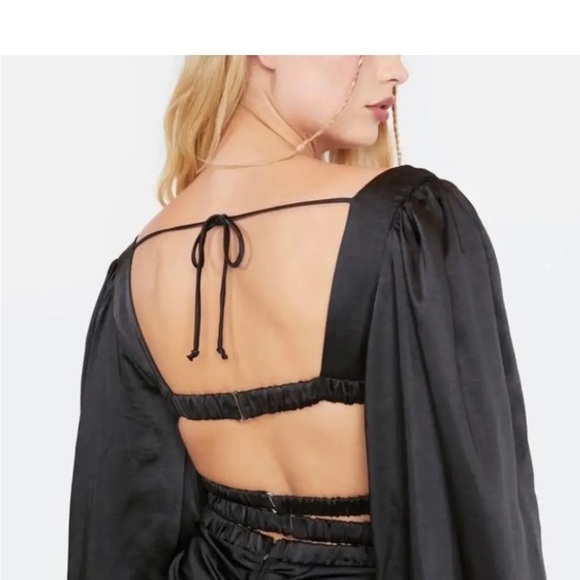 For Love & Lemons Pia Wrap Bra Top NWT XS black strappy top - Picture 2 of 8